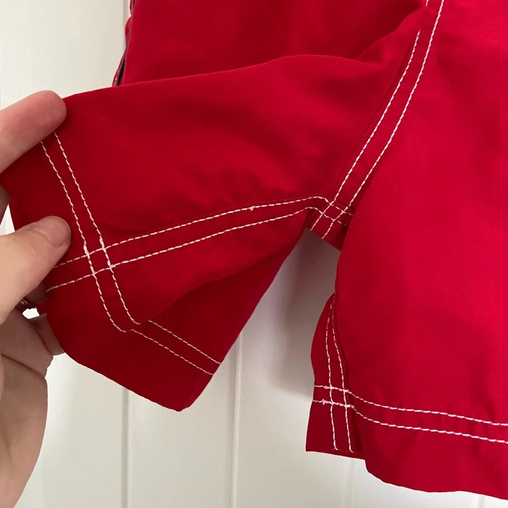 EUC Nautica boy’s red mesh lined drawstring waist pocket‎ swim trunks swimsuit S